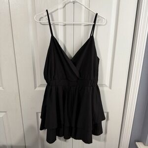 SHEIN Curve Black Spaghetti Strap Mini Dress Women's Size 0XL Cruise Preppy Boho